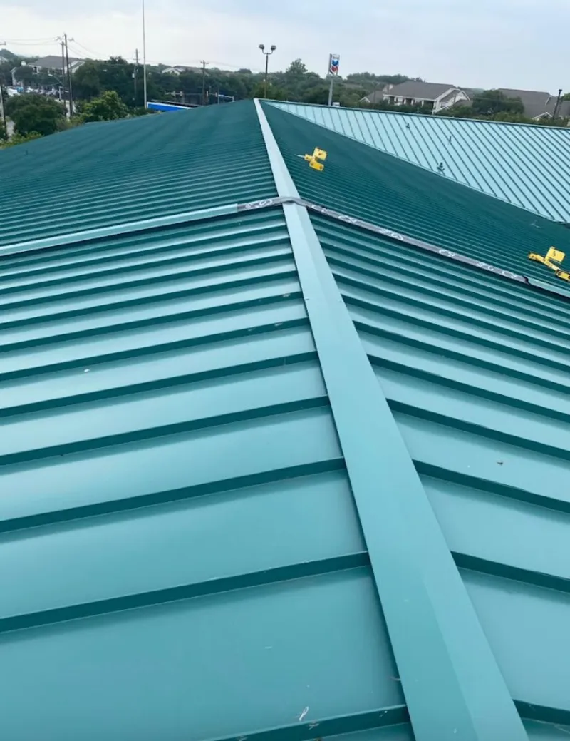 Green commercial metal roof ridge and valley for Metal Roof Repair in Cape Coral